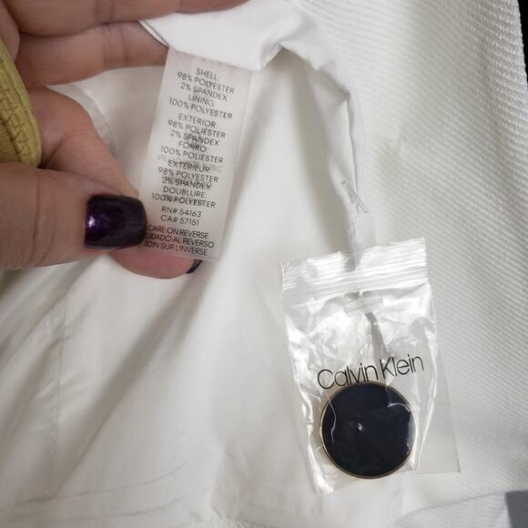 Calvin Klein Women's 6 Petite Black Trim White Blazer Jacket Old Money Aesthetic - Picture 6 of 8